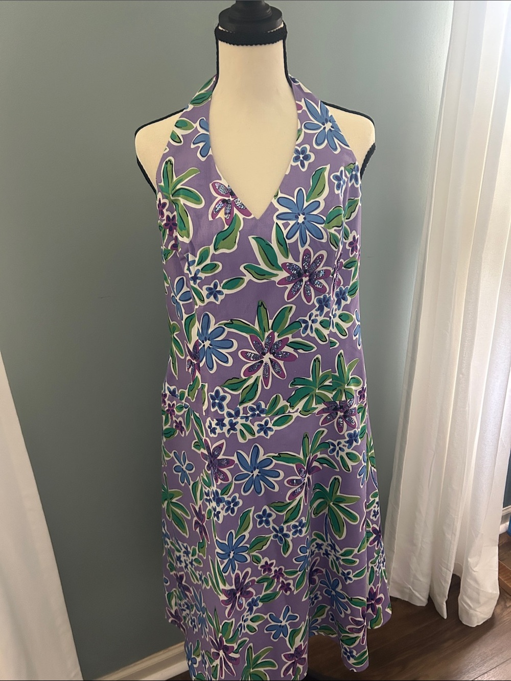 Spenser Jeremy Lavender Halter Floral Midi Dress